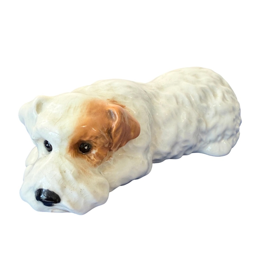 Beswick England 1061 Wire Haired Terrier Dog Lying Down Vintage BROKEnTAIL